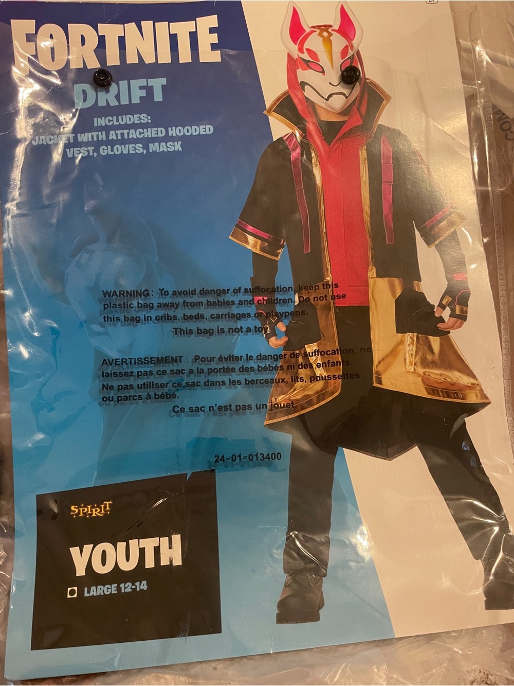 Fortnite Drift Youth Large 12-14 Costume Jacket & Gloves | halloween spirit